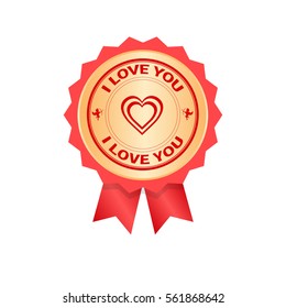 Valentine Day Gift Card Holiday Love Icon Stamp Flat Vector Illustration