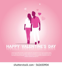 Valentine Day Gift Card Holiday Love Heart Shape Flat Vector Illustration