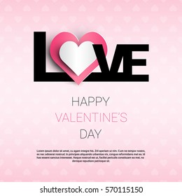 Valentine Day Gift Card Holiday Love Heart Shape Flat Vector Illustration