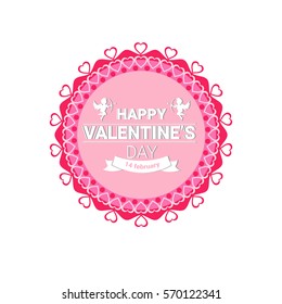 Valentine Day Gift Card Holiday Love Sticker Stamp Flat Vector Illustration