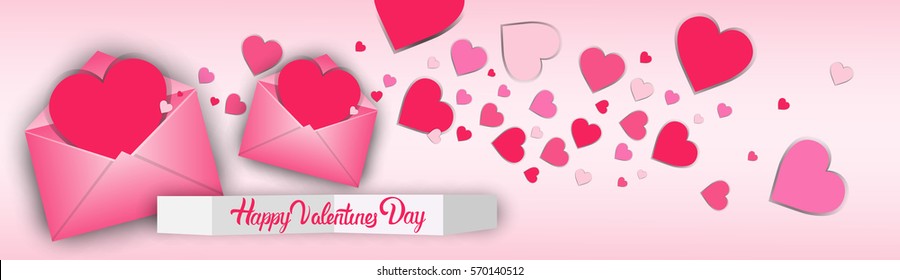 Valentine Day Gift Card Holiday Love Heart Shape Flat Vector Illustration