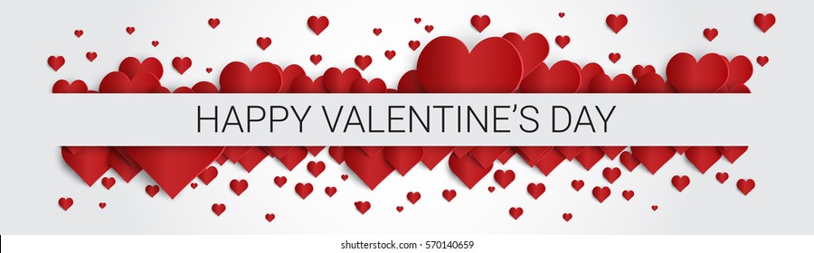 Valentine Day Gift Card Holiday Love Heart Shape Flat Vector Illustration