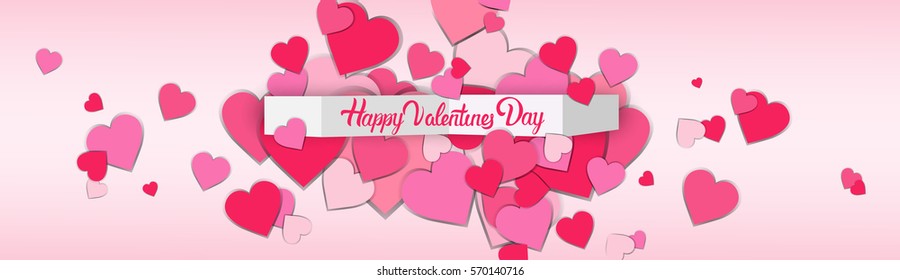 Valentine Day Gift Card Holiday Love Heart Shape Flat Vector Illustration