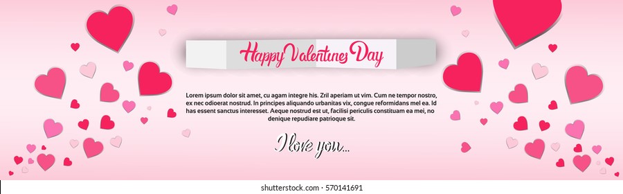Valentine Day Gift Card Holiday Love Heart Shape Flat Vector Illustration