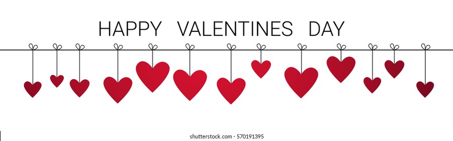 Valentine Day Gift Card Holiday Love Heart Shape Flat Vector Illustration