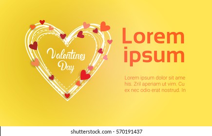 Valentine Day Gift Card Holiday Love Heart Shape Flat Vector Illustration