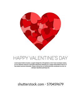 Valentine Day Gift Card Holiday Love Heart Shape Flat Vector Illustration