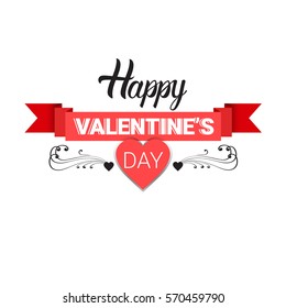 Valentine Day Gift Card Holiday Love Heart Shape Flat Vector Illustration