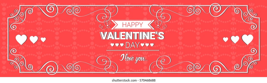 Valentine Day Gift Card Holiday Love Heart Shape Flat Vector Illustration