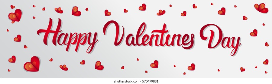 Valentine Day Gift Card Holiday Love Heart Shape Flat Vector Illustration