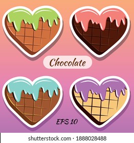 Valentine day gift. Chocolates in the form of a tsyet. Dark chocolate, white, milk.
