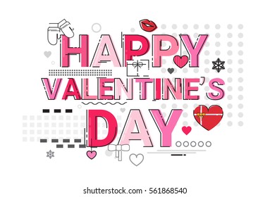 Valentine Day Gift Greeting Card Holiday Love Heart Shape Banner Vector Illustration