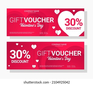 valentine day gift voucher design with 30 percent discount sale template perfect for boost your product or event promotion sale