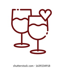 Valentine Day Glasses Line Icon