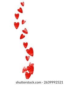 Valentine Day Glitter. Handdrawn Border For Girl. Wedding Frame. Rose Art Illustration. Romantic Backdrop For Gift. Pink Graphic Design. Red Valentine Day Glitter.