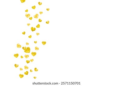 Valentine Day Glitter. Romantic Border For Present. Modern Frame. Golden Happy Backdrop. Graphic Sparkle For Woman. Gold Special Voucher. Yellow Valentine Day Glitter.