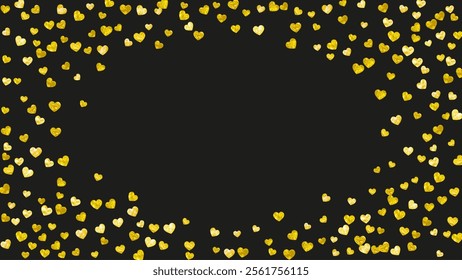 Valentine Day Glitter. Romantic Poster For Girl. Special Frame. Golden Happy Illustration. Romance Concept For Discount. Yellow Modern Banner. Gold Valentine Day Glitter.