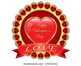 Valentine day golden label.Vector