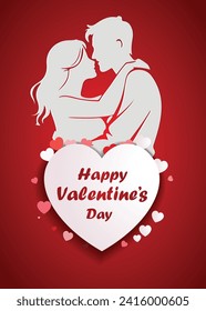 valentine day greeting card design with couple vector illustration