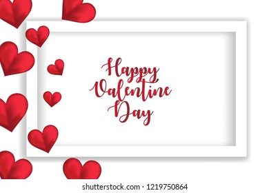 Valentine Day greeting card template, design with red heart, valentine day celebration concept