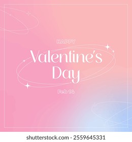 Valentine day greeting card with valentine day typography on pink gradient background. Vector illustration for greeting card, poster and social media.