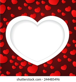 Valentine day greeting or gift card with heart background
