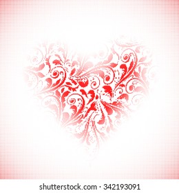 Valentine Day halftone background. Ornament heart. Stock vector illustration.