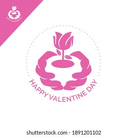 Valentine day hand with rose concept design vector