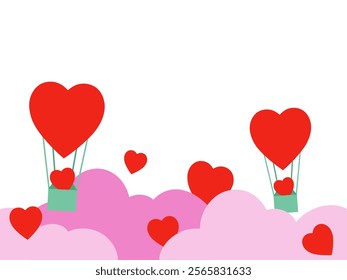Valentine Day heart air balloon Illustration