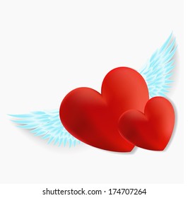 Valentine day heart with angel wings