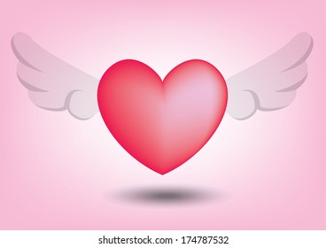Valentine day heart with angel wings 