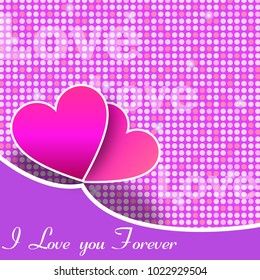 Valentine day heart with dot pattern backgroun