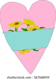 Valentine day heart with flowers