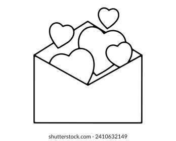 Valentine Day Heart Letter Line Art