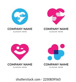 valentine day heart logo set of vector