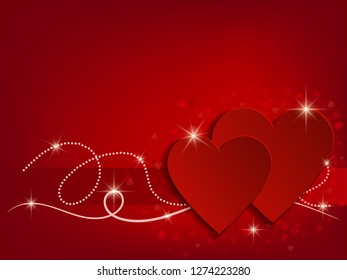 Valentine Day Heart on Red Background. Vector illustration