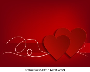 Valentine Day Heart on Red Background. Vector illustration