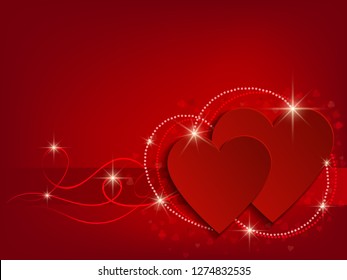 Valentine Day Heart on Red Background. Vector illustration