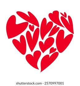 Valentine Day heart, pink hearts forming a big heart