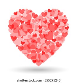 valentine day heart shape from small hearts, vector illustration