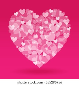 valentine day heart shape from small hearts, vector illustration