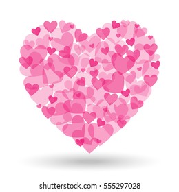 valentine day heart shape from small hearts, vector illustration