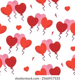 Valentine Day heart shaped baloons pattern background for packaging and decoration