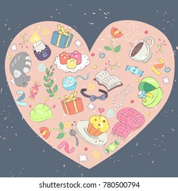 Valentine day Heart Shaped Vector Illustrated Valentines Day Card