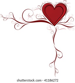 Valentine Day Heart with Swirl Design Accents