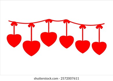 valentine day heart symbol love shape icon garland vector art illustration