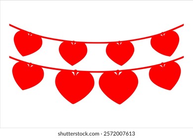 valentine day heart symbol love shape icon garland vector art illustration