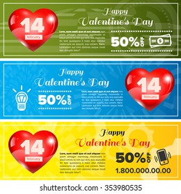 Valentine day horizontal banners set
