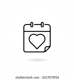 Valentine day icon. Date of the wedding day, Wedding date icon. Calendar thin line illustration. February 14, Valentines day. Vector illustration