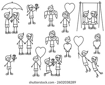 Valentine Day icon line art illustration